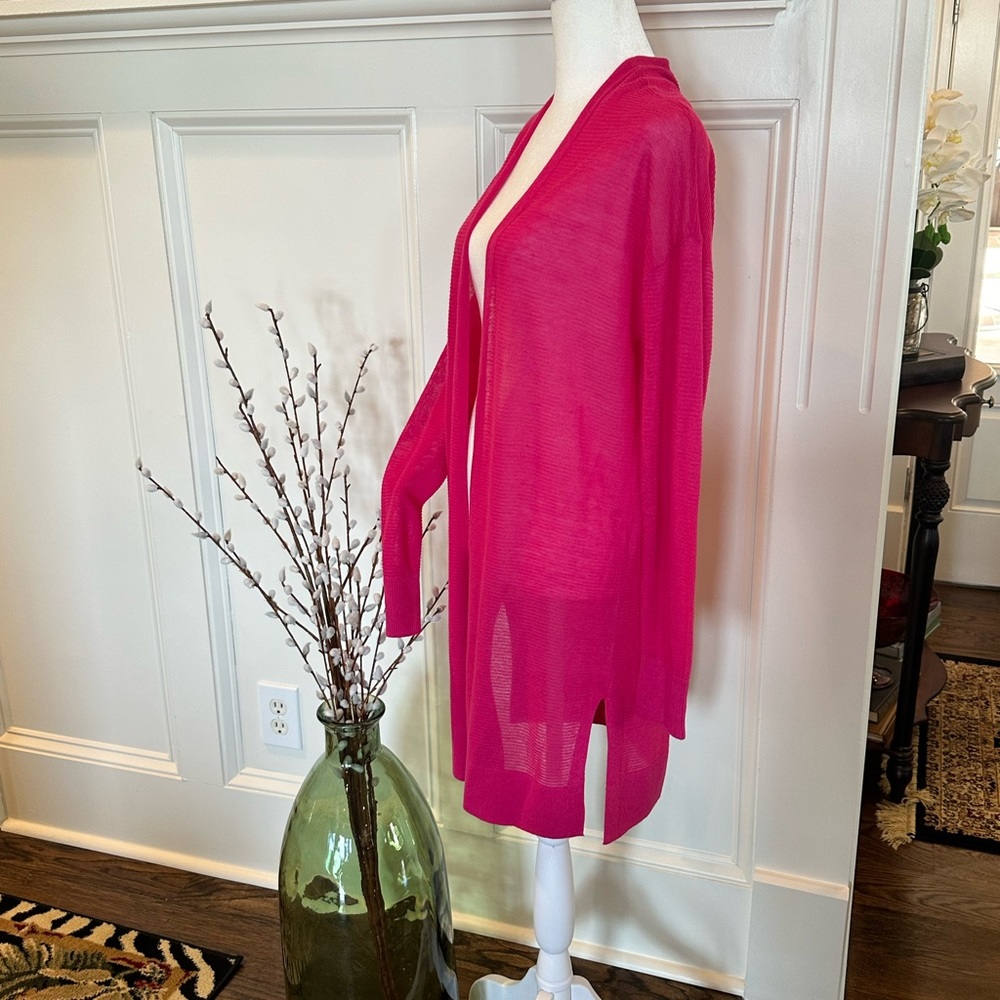 Loft open front, above knee, spring/summer cardigan sz M, pink